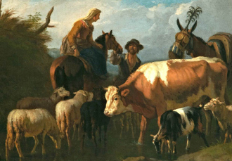 Peasant Couple with Cattle and Sheep