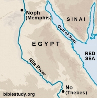 Location of No (Thebes) in Egypt Map