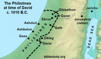 Map showing location of Philistine city of Gath