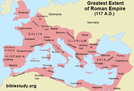 Map of the Roman Empire at It's Greatest Extent. Ancient 